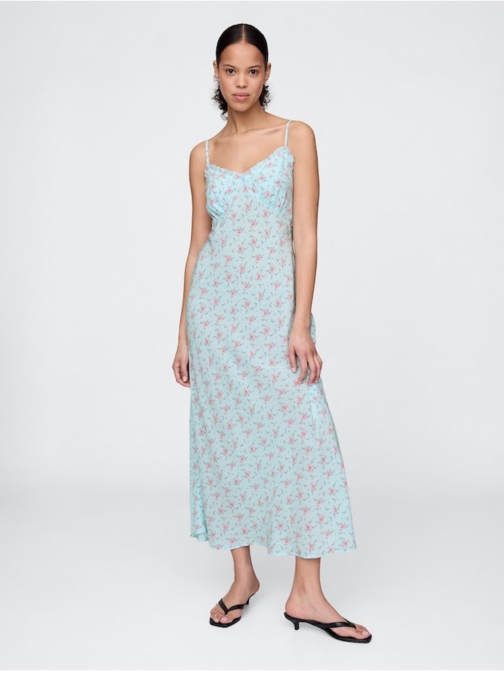 Ruffle-trim Maxi Slip Dress
